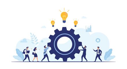 Collaborative teamwork driving innovation and business growth through strategic ideas and solutions