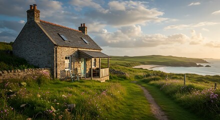Coastal cottage in countryside surroundings, coastal retreat
