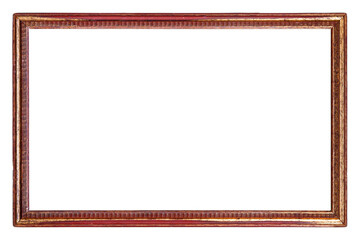 Horizontal blank vintage picture frame on a white background