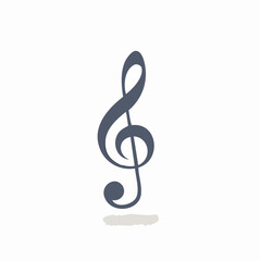 Fototapeta premium Isolated Simple Music Treble Clef, Musical Symbol Isolated on White, Sound Design Element