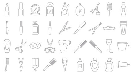 Obraz premium Set of beauty and hygiene line icons isolated on white