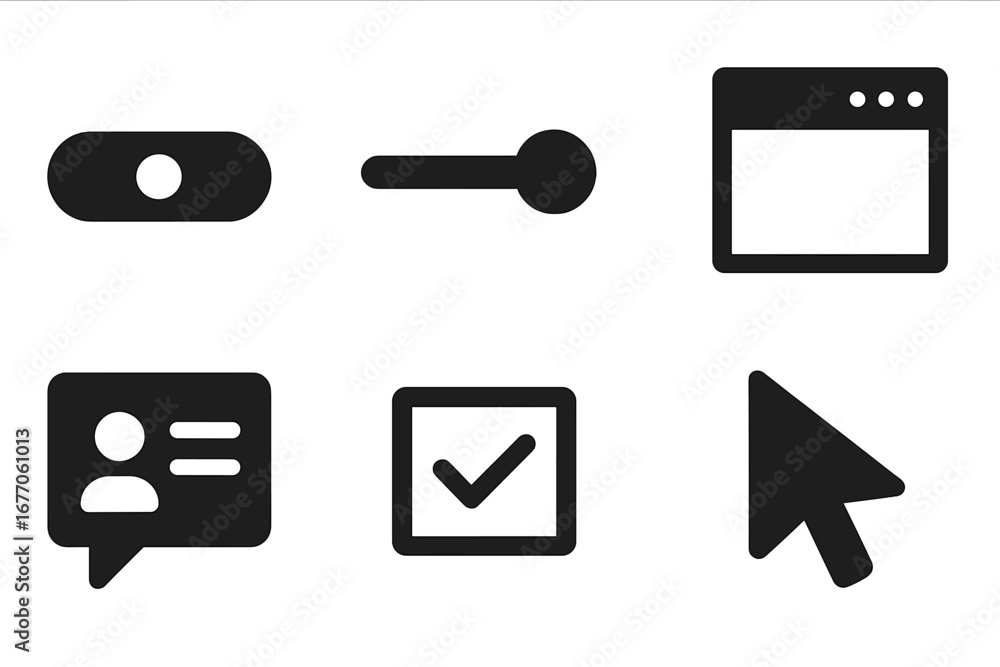 Fototapete user interface solid glyph icon set. ui elements for web and mobile app design. includes toggle swit