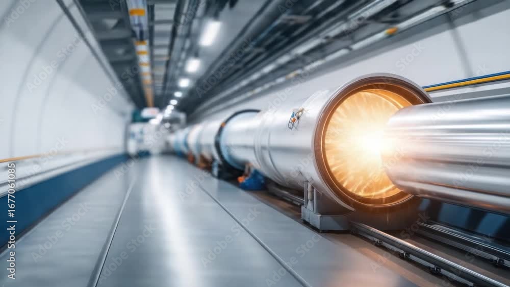 Poster technological marvel: the image reveals a sophisticated view of a particle accelerator. it shows a m