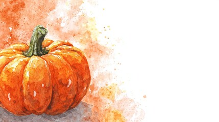 Vibrant watercolor pumpkin illustration perfect for autumn harvest festivals and seasonal designs