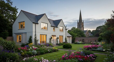Serene loft surrounded by nature, real estate highlight captured in soft natural light, refined and minimalist look captured