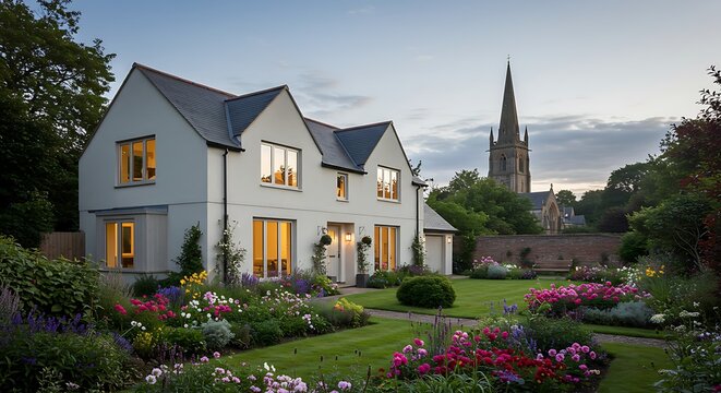 Serene loft surrounded by nature, real estate highlight captured in soft natural light, refined and minimalist look captured