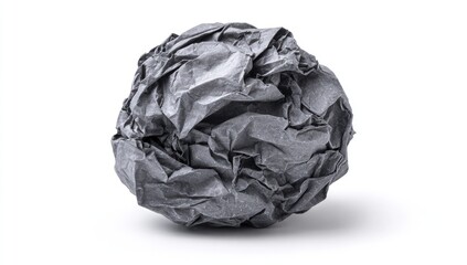 Crumpled gray paper ball on white background