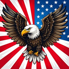 Bald eagle, American flag, patriotic design