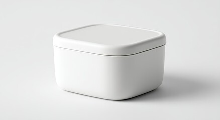 Empty white square food storage container