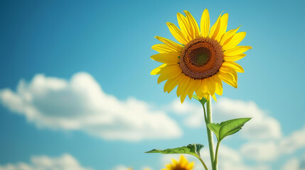 Naklejka premium Sunflower against a blue sky