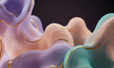 Gold and Pastel Colorful Swirls on Dark Background