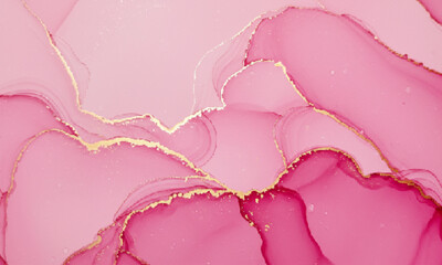 Gold and Pink Fluid Art with Delicate Swirls