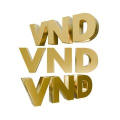 Gold 3D 'VND' Letters Currency Symbol