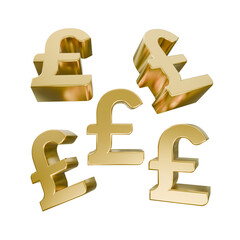 Golden Pound Sterling Symbols in Various Angles
