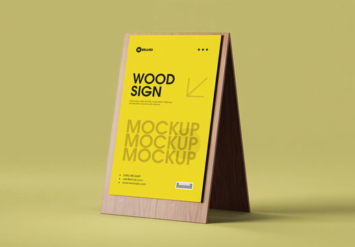 Wooden Easel Menu Board Mockup
