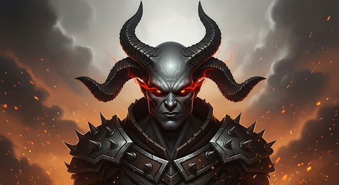 Demonic Figure Portrait, Focused and Intense. - Powered by Adobe