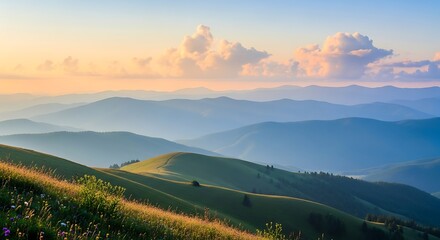Obraz premium Sunrise Mountain Range Landscape.