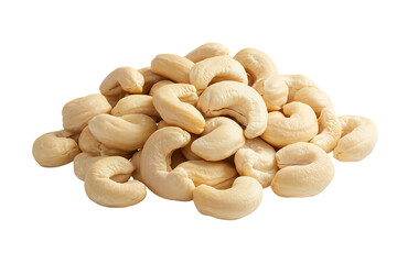 Fototapeta premium Pile of Raw Cashew Nuts isolated on a transparent background food ingredient