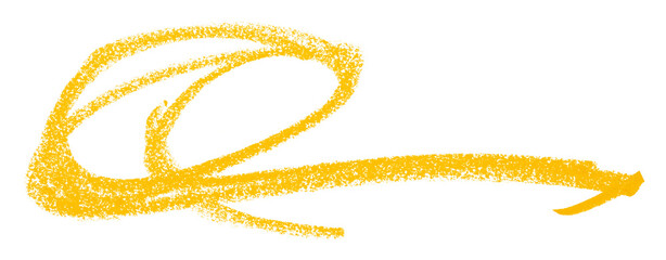 Yellow colored pencil drawing isolated on transparent background