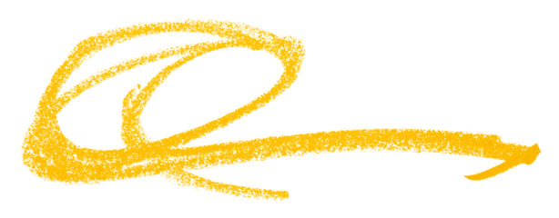 Yellow colored pencil drawing isolated on transparent background