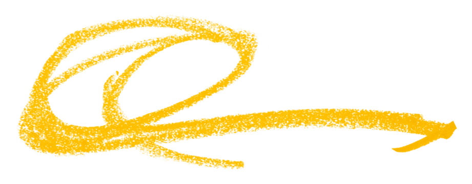 Yellow colored pencil drawing isolated on transparent background