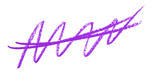 Purple colored pencil drawing isolated on transparent background