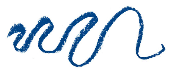 Blue colored pencil drawing isolated on transparent background