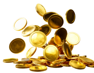 3D bitcoin coins transparent background