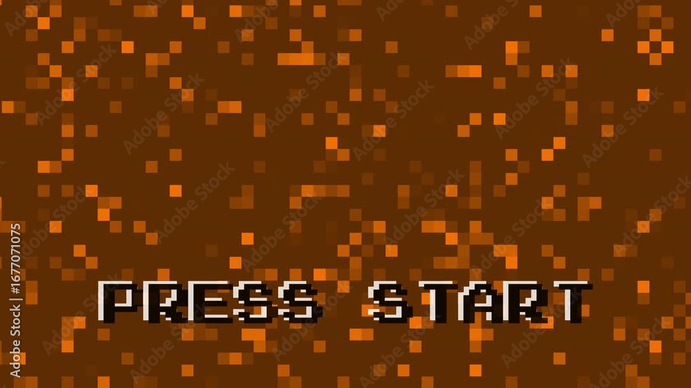 Poster press start insert retro 8 bit game animation. pixel art .8 bit game.retro game. for game assets in 