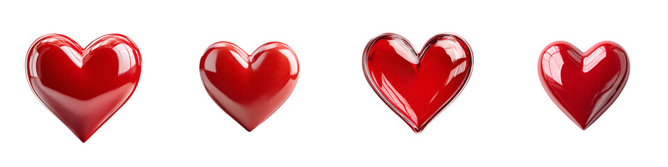 Fototapeta premium Glossy Red Heart Shapes - Romantic Valentine's Day Elements