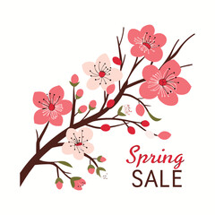 Abstract simply background with natural line arts - spring theme