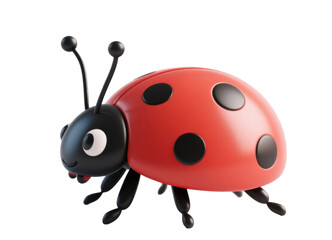 Obraz premium Cartoon Ladybug with Red Shell and Black Spots for Playful Design