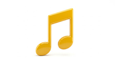 Shiny golden musical eighth note 3D icon on an isolated transparent background, symbolizing melody and sound.