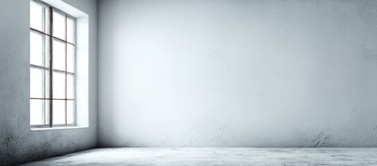 Empty room corner with large window