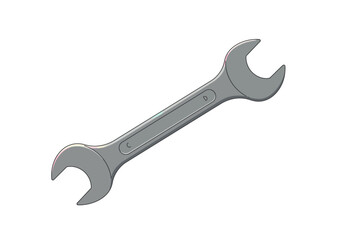 Closeup of a metallic wrench a common hand tool.