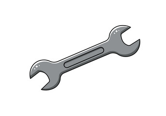 Gray Metal Wrench Tool Illustration.