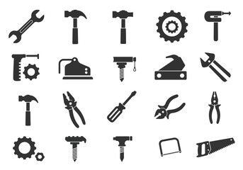 Sixty Essential Tools Icons for Industrial and DIY Projects.