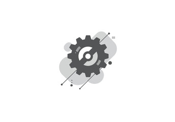Grey Gear Icon Abstract Technology Concept.
