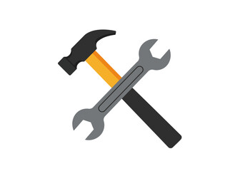 Crossed Hammer and Wrench: Industrial Repair Tools.
