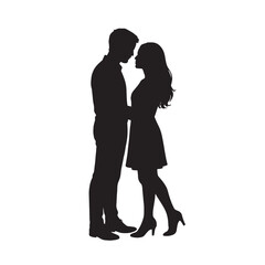 Couple Silhouette Standing Facing Each Other
