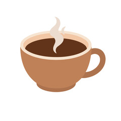 Hot Coffee Cup Vector with Smoke Flat Design. International Coffee Day