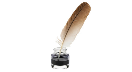 Isolated Quill and Inkwell