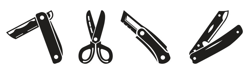 Vector illustration cutter knife silhouette collection