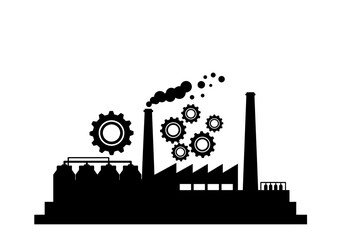 Industrial Factory Silhouette Illustration.