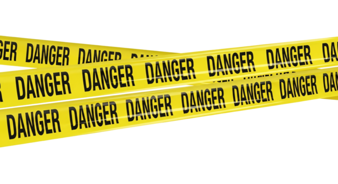 Yellow danger tape isolated on transparent background