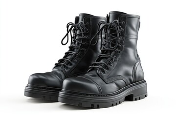 Pair of black leather combat boots (8)