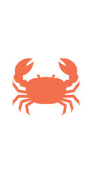 An orange crab silhouette with claws and legs on a white background in a simple graphic style