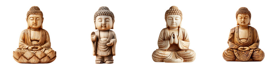 Collection of Buddha Figurines in Different Poses