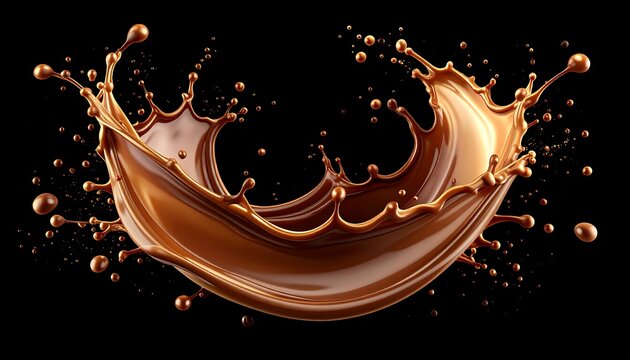 Chocolate splash on black background