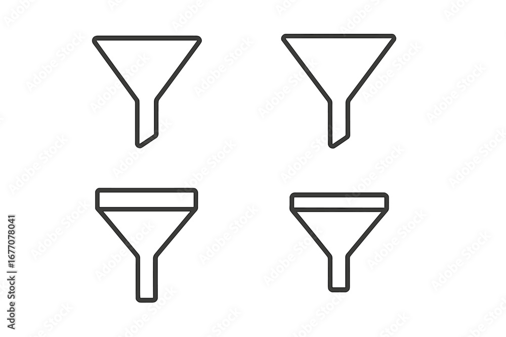 Poster sales funnel icon set. marketing conversion pipeline concept. business leads filtering and data proc